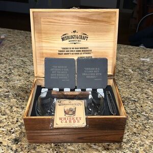 Mixology & Craft Whiskey Set w/ Coasters, Glasses, whiskey stones & Recipe Cards